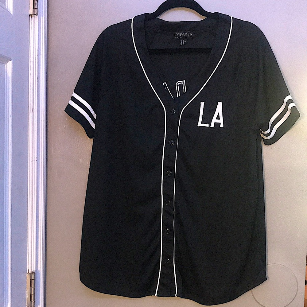 Forever 21 LA All Day Jersey Size: 1X Black/ White